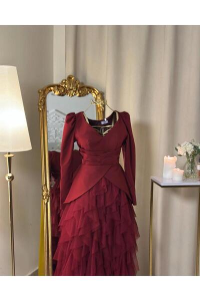 vanus fashion 5657 -فستان سهرة ميدي طبقات