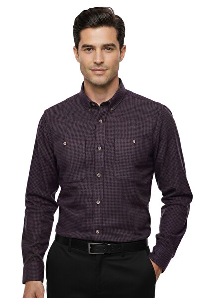 KAMER Men's Winter Long Sleeve Double Pocket Shirt 4046 Bgl-St04995
