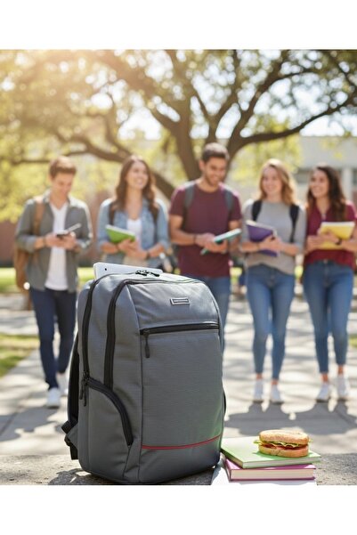 pololiza Evoluti̇on 15.6 Inch Laptop Backpack with Red Lining and Gray Color ...