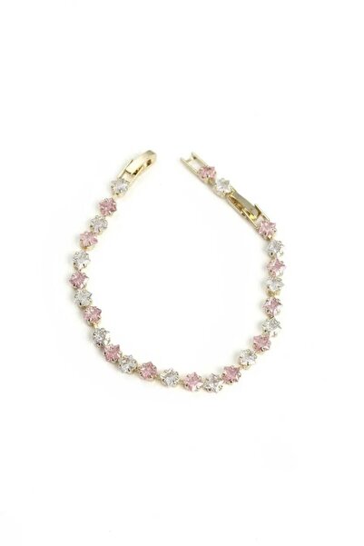 Clariss Kare Zirkon Taşlı Gold Renk Kadın Bileklik