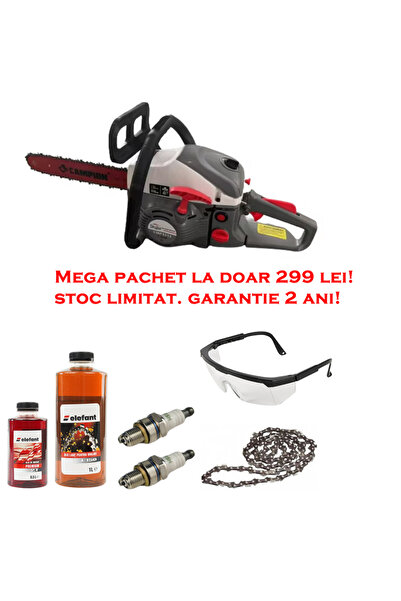 Campion Drujbă pe benzină de 8,5 CP, în 2 timpi, lamă de 40 cm (pachet)