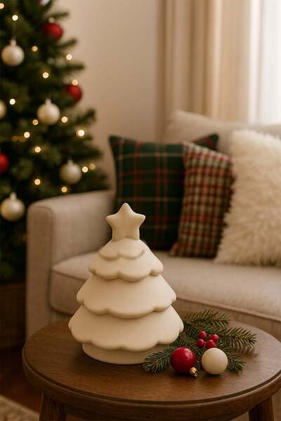 Otaera Yılbaşı Ağaç Formlu Saklama Kutusu – Dekoratif Noel Ağacı Kutu , Çam A...