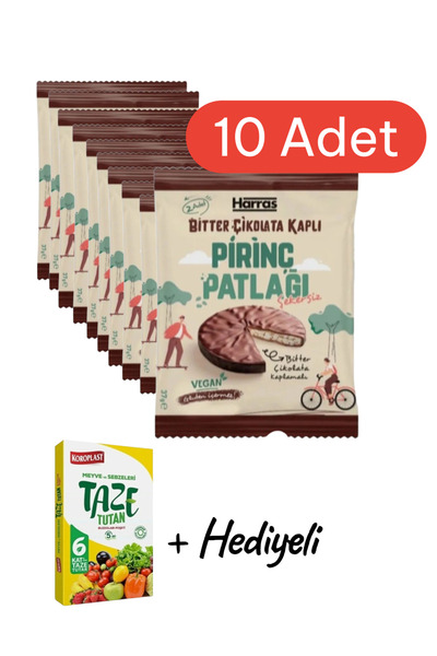 KMS HOME Harras Glutensiz Vegan Bitter Çikolata Kaplı Pirinç Patlağı 2'li 37 ...