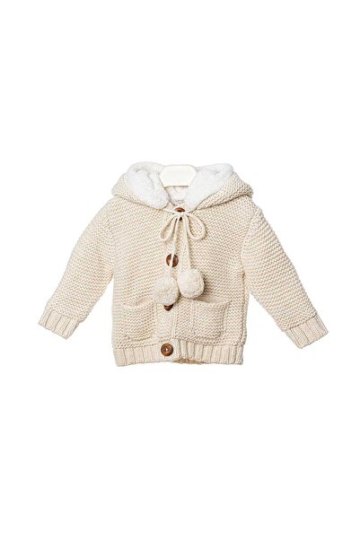 Kidopo Bunny Hoodie in Wool with Fur Lining - Cream
