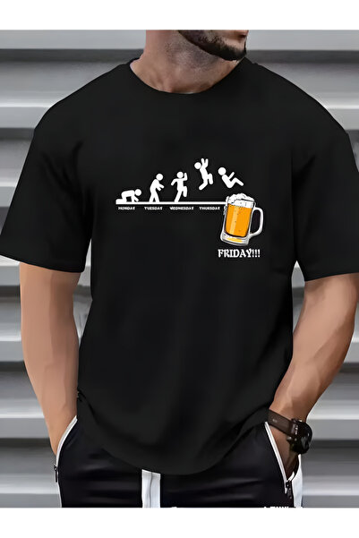 Printiva تي شيرت Zenrova للجنسين قصة فضفاضة BEER DAY B مطبوع مصنوع من القطن ب...