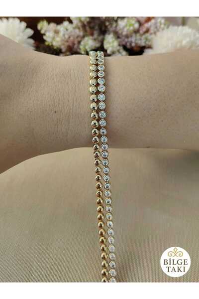 Bilge Takı Vip Zircon Stone Double Chain Xuping Steel Bracelet with Detachabl...