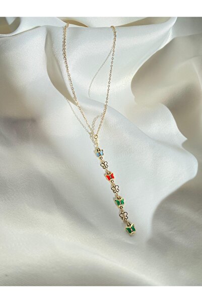 Tasarım EmKo LİFE Renkli Kelebekli Çelik Y Kolye