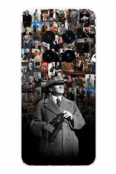 TechTree حافظة سيليكون متوافقة مع هاتف Honor Magic 7 PRO من نوع Atatürk Portrait Collage مطبوع