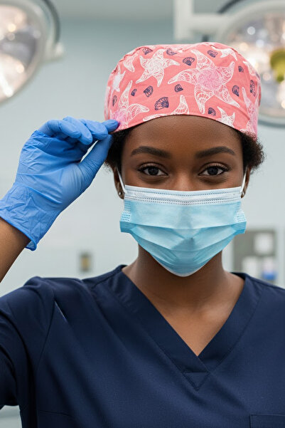 Lion Üniforma Deniz Yıldızı Desenli Cerrahi Bone Unisex – Likralı Doktor Hemş...