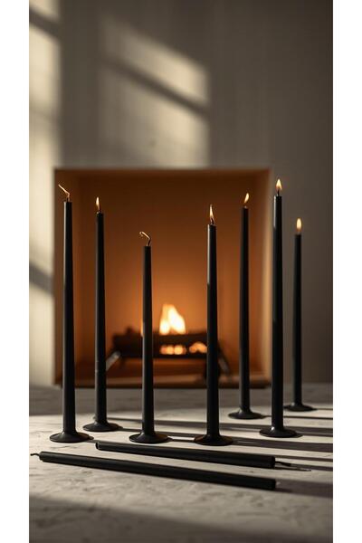 Pars Soya Parafini SİYAH Şamdan Mum 10 Adet – Dekoratif, Dumansız, Uzun Ömürlü