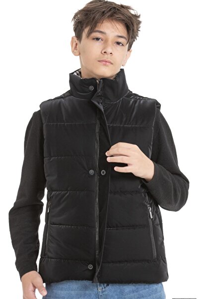 ASYAKİDS CLUB Boy's Nova Fabric Mock Neck Pocket Transitional Puffer Vest