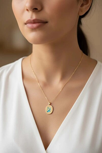 Clariss Çelik Zincir Gold Renk Shark Figür Kadın Kolye