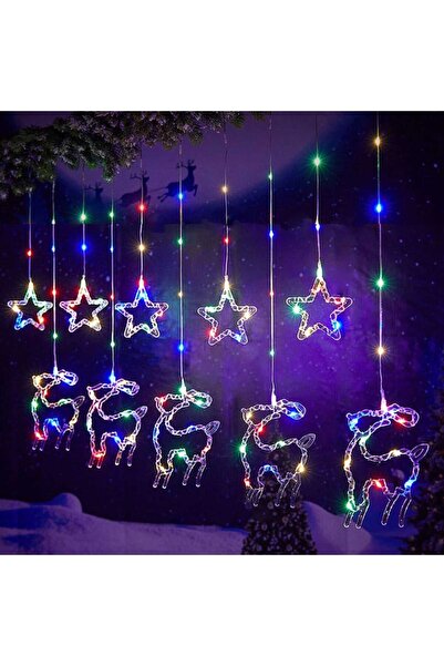 OEM Perdea luminoasă de Crăciun NEXTLY, LED RGB, 8 moduri, 3 m, telecomandă cu fir, stele și reni