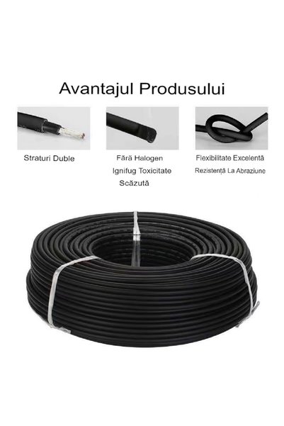 OEM Cablu panou solar sau prelungire panou solar 4mm, culoare negru, cu protectie UV, ignifug, 18m