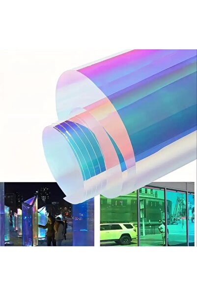 LUXER Self-Adhesive Window Film with UV Protection, Holographic Pattern, Blue...