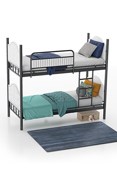 Limni Home Pirimis Ahşap Başlıklı Metal Ranza – Genç Odası, 90×190 cm