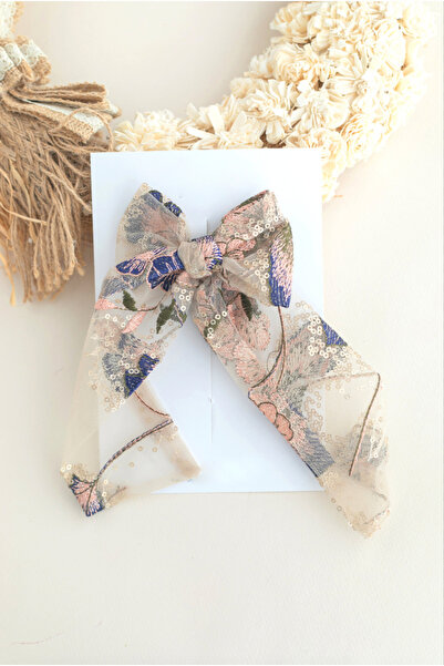 chipiques Hand Embroidered Lace Floral Pattern Long Tail Ballerina Bow – Auto...