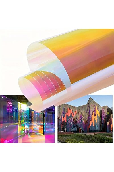 LUXER Self-Adhesive Window Film with UV Protection, Holographic Pattern, Red ...