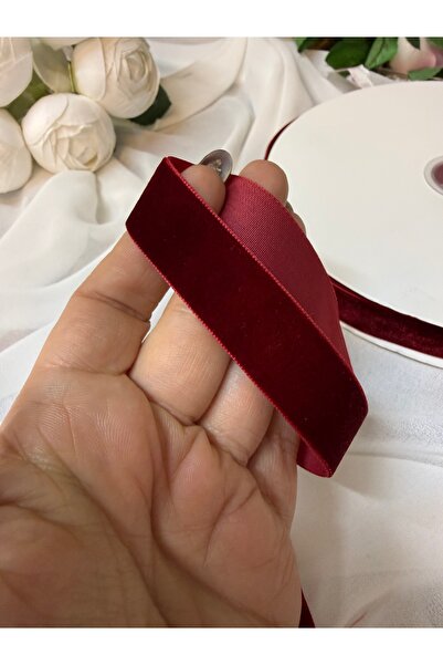 Lovein Atelier Bordo Kadife Kurdele 2cm -5m Fiyonk, Kurdele , Hediye