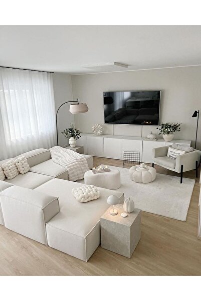 Artex ARON 3 MODÜL KÖŞE TAKIMI (KIRIK BEYAZ KETEN KUMAŞ)