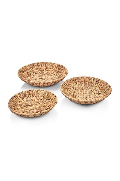 Dekorasyaa مجموعة من 3 سلال دائرية من الخوص - سلة من الخوص - منظم لتزيين المن...