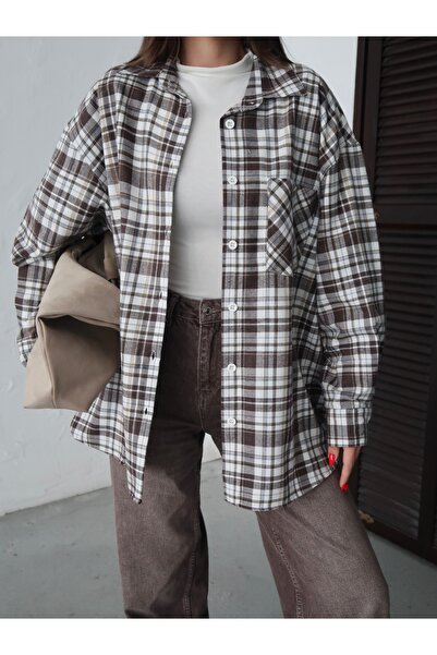 Paw Garage Women's Christ Lumberjack Shirt, Oversized Wide Fit