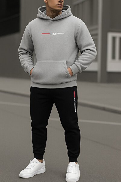 PAVRO Tracksuit Set Sweatshirt Jogger - Oversize Hoodie with Raised Print