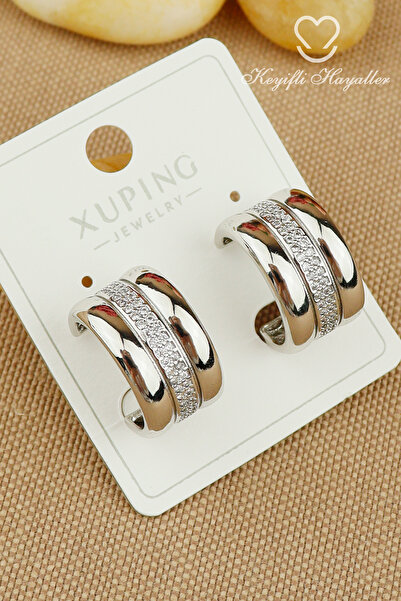 Keyifli Hayaller Xuping Vip Küpe - Xuping Zirkon Taşlı Silver Halka Model Xup...