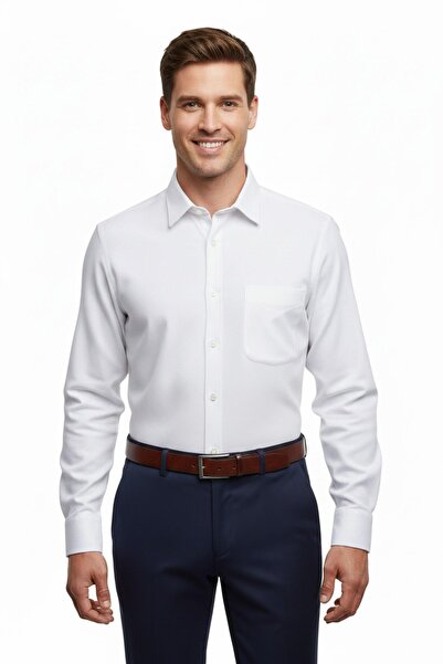 KAMER Men's Classic Honeycomb Textured Long Sleeve Shirt 3806 Bgl-St04816