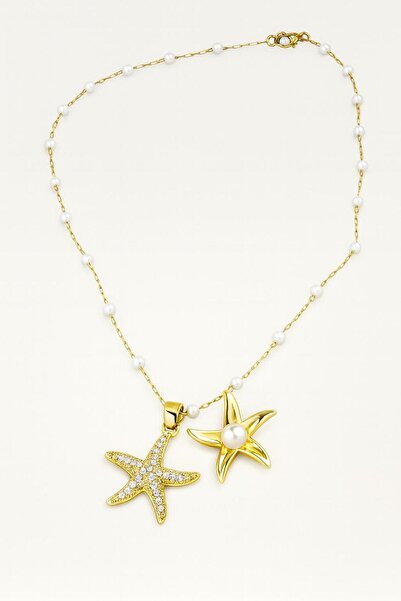 stainless steell MY UKA Jewelry İncili Yıldız Kolye | 316L Çelik