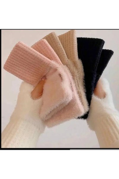 ORGANICYOU Shenzhen Women's Luxury Winter Half Finger Gloves - Soft Warm Thermal Hand Warmers Elastic
