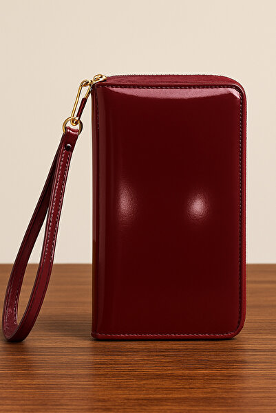 LABİNA Glossy Bordo – Premium Kadın Cüzdanı