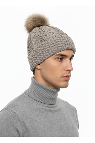 STELLA VESTİNO قبعة بومبوم من الفرو الصناعي للجنسين |   نموذج قبعة شتوية محبو...