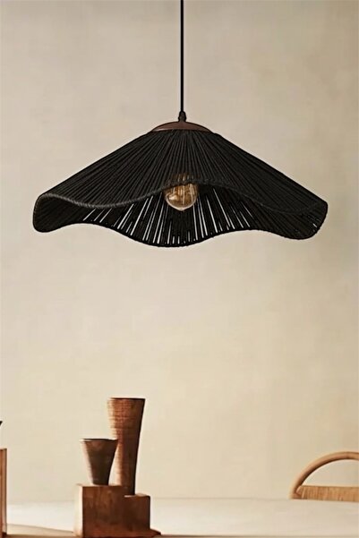 afralya home Bambu Hasır Rattan Avize Rafya Avize Özel Tasarım Avize Duy Dahil