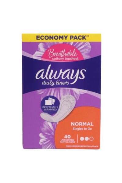 Always Unscented Individually Wrapped Daily Sanitary Pads - Normal | 40 pcs