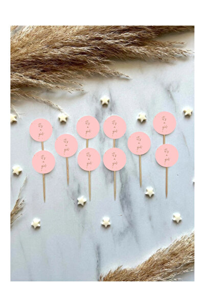 The Istanbul Event 10lu Pembe Minik "It's a Girl" Cupcake Topper Set - Cinsiy...
