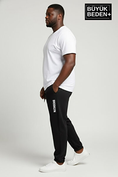 Superlife Men's Plus Size Brooklyn Printed Leg Elastic Jogger Slim Sweatpants Spr26Bea951-2