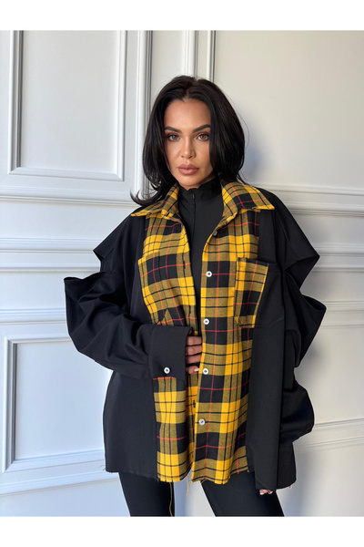 CC STORE Cămașă oversized GISELA, un mix de materiale și texturi, design neconvențional