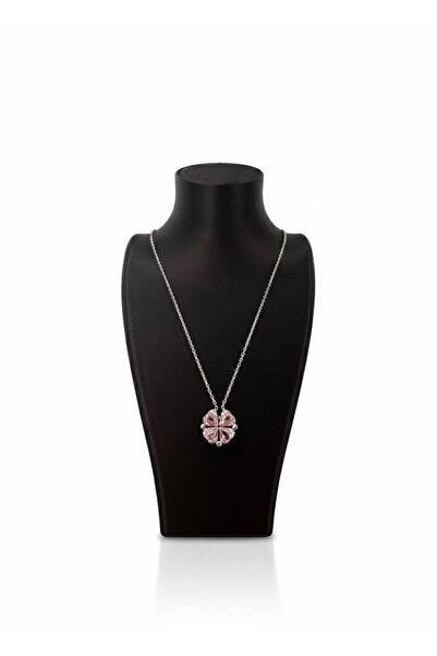 Aurasil Silver 925 Ayar Gümüş Mıktanıslı Açılabilir Dört Yapraklı Yonca Pembe...