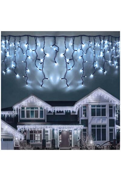 OEM Luminițe de exterior cu franjuri, tip țurțurț, cu bliț, cablu din silicon, 120 LED-uri, 5,5 m