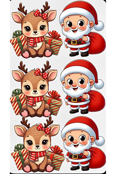 Limitless Design مجموعة ملصقات سانتا كلوز والغزال ذات طابع عيد الميلاد - ملصقات زخرفية لطيفة (22 × 30 سم)