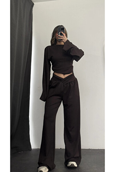 nona butik Σετ λεπτομερείς επεξεργασίες Shirley Bel - Καφέ