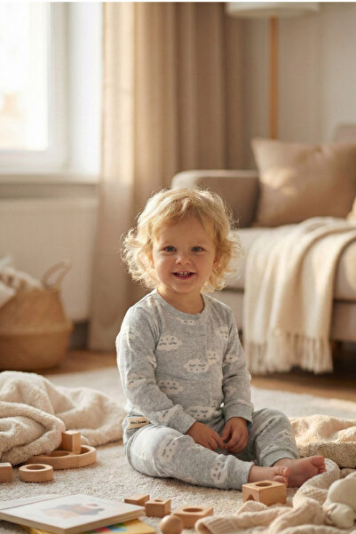 mini&sweet Unisex Baby Set Cotton Long Sleeve Cloud Pattern Bottom Top