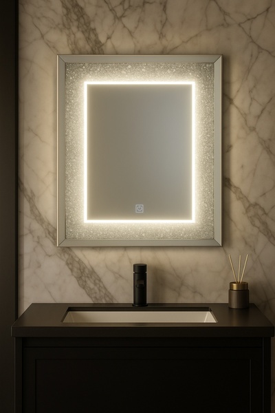 OEM LED Mirror with Strass 60x80cm Velour