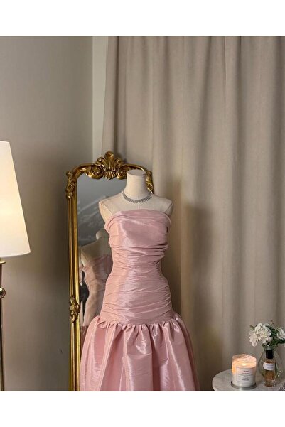 vanus fashion 5602 -فستان وردي بتصميم مبتكر ولمسة فاخرة