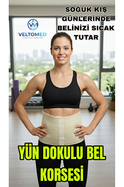 Veltomed L beden Tüylü Yün Bel Korsesi ve Kuşağı Şık Destekleyici Ürün. Rahat...