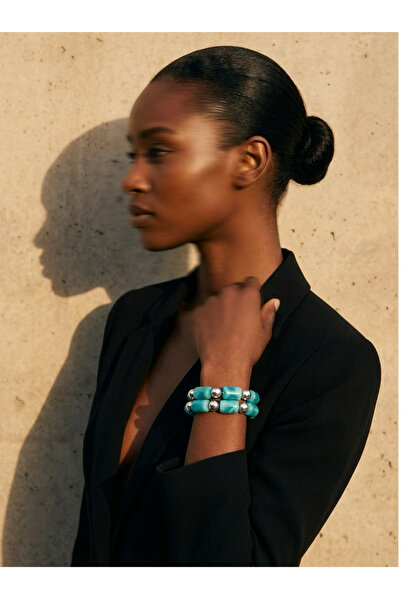 COCOSH TAKI Blue large stone silver color multi-combination flexible bracelet.