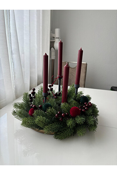 Ravenlab 4’lü Modern Şamdan – Çember Tasarım Dekoratif Mumluk | Mum Standı (Çelenk dahil değildir.)