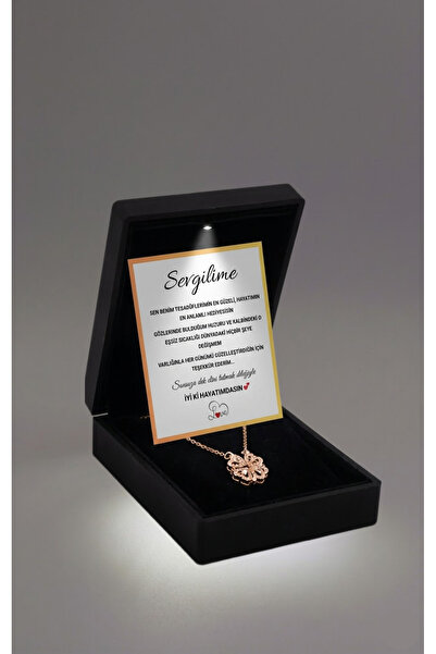 ganispe "Sevgilime" Yonca Çelik Kolye | Işıklı Premium Kutuda | Sevgi Dolu Me...