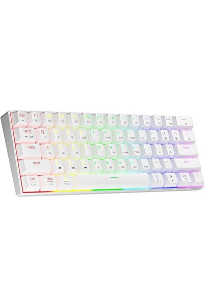 Newmen White Mini Gaming Keyboard, 2.4Ghz/Bluetooth/USB Mechanical RGB Backlit